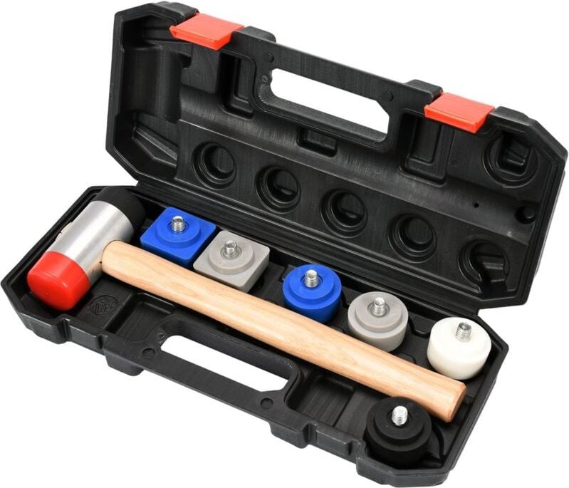 Schonhammer Set Gummihammer Doppelkopfhammer mit gemischten Schlagköpfen Ersatzköpfen 8 tlg. in Box