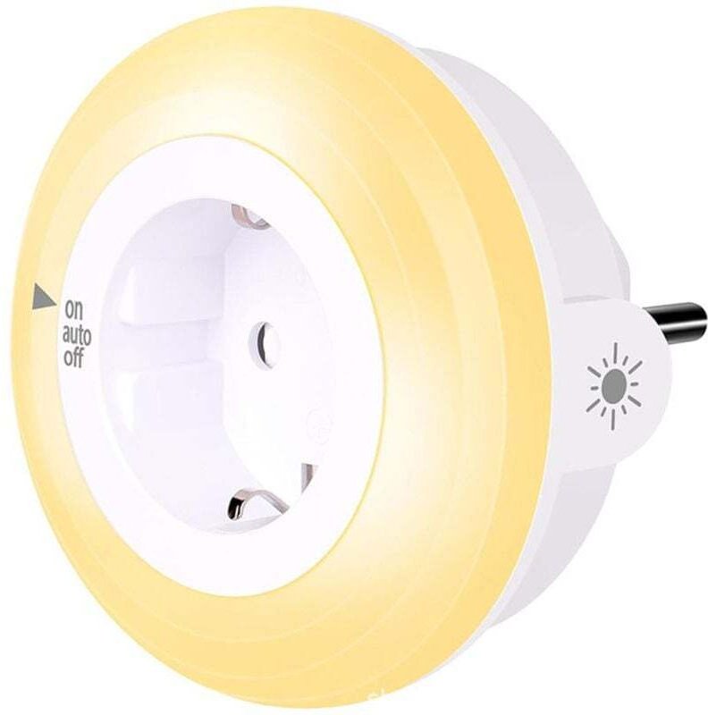 Bernsteinfarbenes Nachtlicht mit Lichtsensor, LED-Nachtlicht für Kinder, Steckerabdeckung, einstellbare Helligkeit, für ...