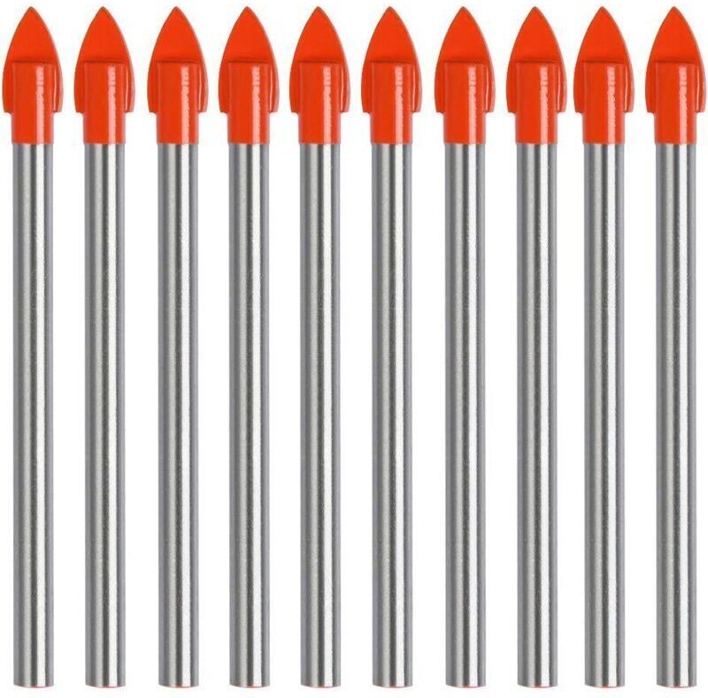 6-mm-Fliesenbohrer-Set, 10-teilig, titanbeschichtete Glasbohrer, 6-mm-Hartmetall-Fliesenbohrer zum Bohren von Fliesen, G...