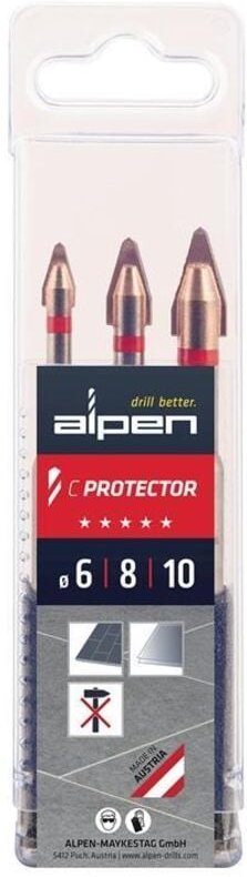 Thumbnail - Alpen Steinzeug-Bohrer-Set C PROTECTOR 3tlg Ø 6/8/10 mm Zentrierspitze 303003100