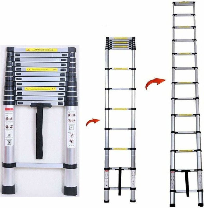 16.5FT 5m Aluminium Mehrzweckleiter Teleskopleiter Ausziehbar Leiter Klappleiter Anti-Rutsch Stufen Multifunktionsleiter...