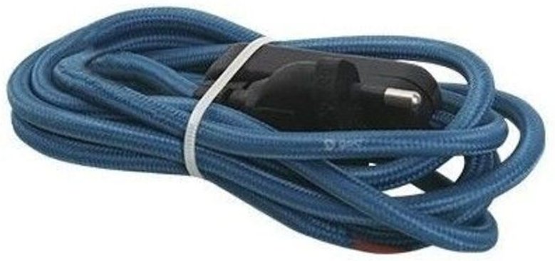 Thumbnail - GSC - 1,5 m Textilkabel (2x0,75 mm) Stecker + Schalter Blau 001102963