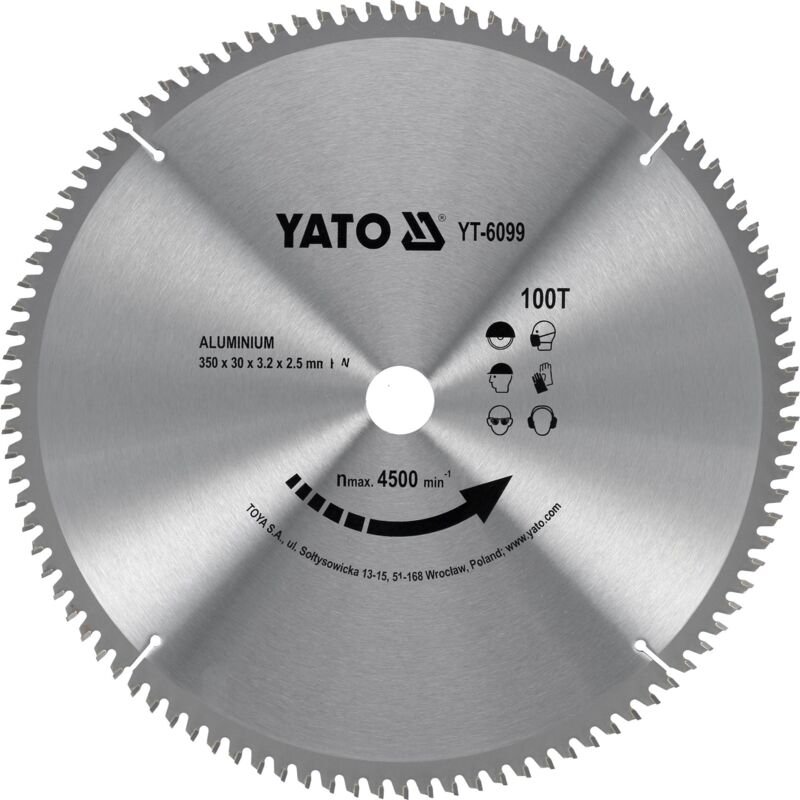 Hartmetall Sägeblatt für Aluminium 350x30mm 100Z