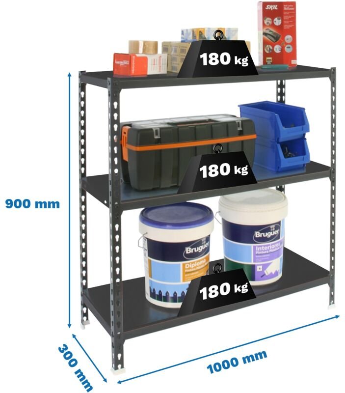 Simonrack Leichte wandfreie Regale in Anthrazit