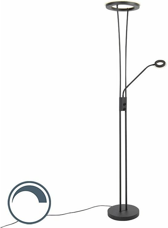 Moderne Stehleuchte schwarz inkl. led mit Lesearm - Divine