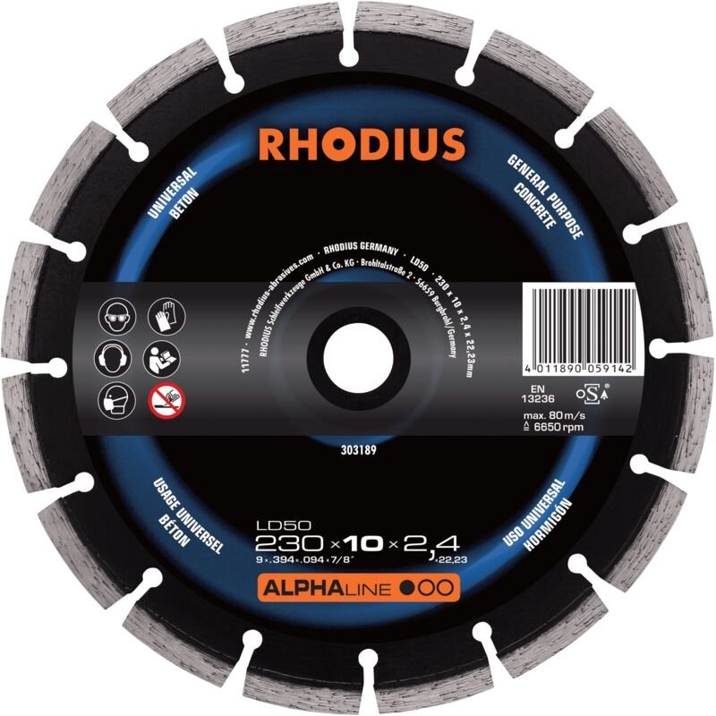 Rhodius - LD50, 1 Stück, 115 x 10,0 x 2,2 mm, Diamanttrennscheibe