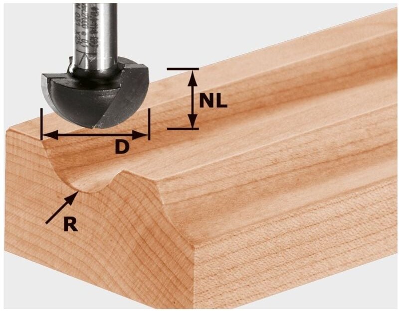 Hohlkehlfräser hw Schaft 8 mm hw S8 R9,7 - Festool