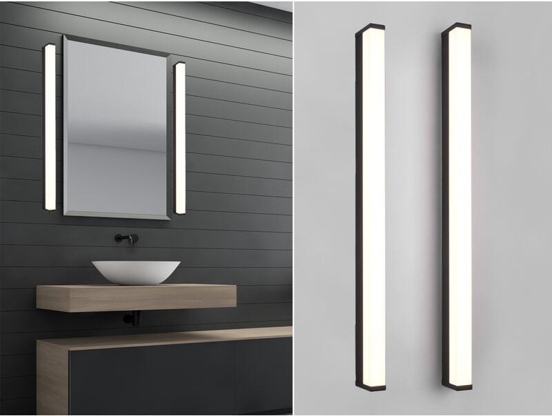 Trio Leuchten - led Badezimmer Wandleuchten 2er Set in Schwarz - Spiegelleuchten, Breite 80cm
