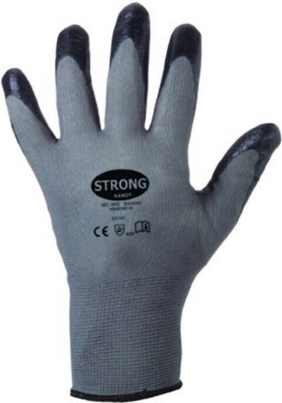 Thumbnail - Feinstrickhandschuh Datong, Nitril, Gr.9, grau 12 Stk - Stronghand