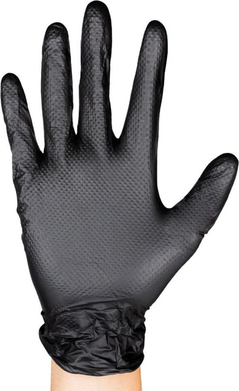 JBM54177 Schwarze Einweghandschuhe aus Nitril Größe M 7,0 mil (100 Stk.) Diamantstruktur