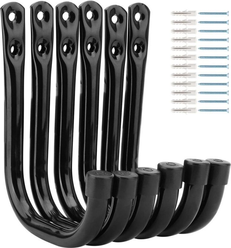 Set mit 6 robusten Garagenhaken, 11,5 cm, vielseitige Haken für Gartengeräte, Wandhaken, Tragkraft 30 kg