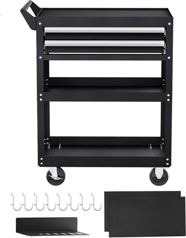 Mophorn - 5-stöckiger Werkzeugwagen mit Rädern, Tragkraft 180 kg, Arbeitswagen mit 2 Schubladen und Stecktafel, abschlie...