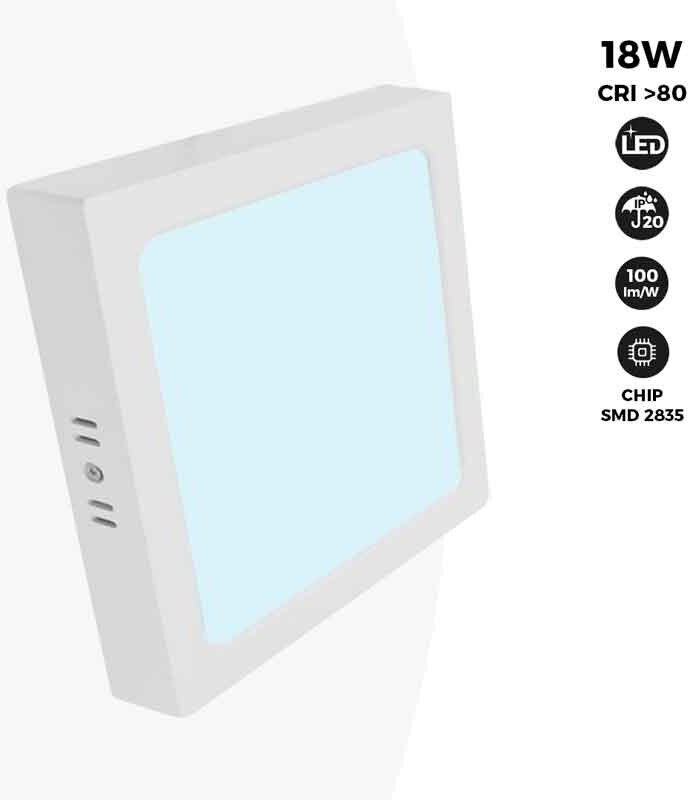 Eckige LED-Deckenleuchte 18W High Efficiency