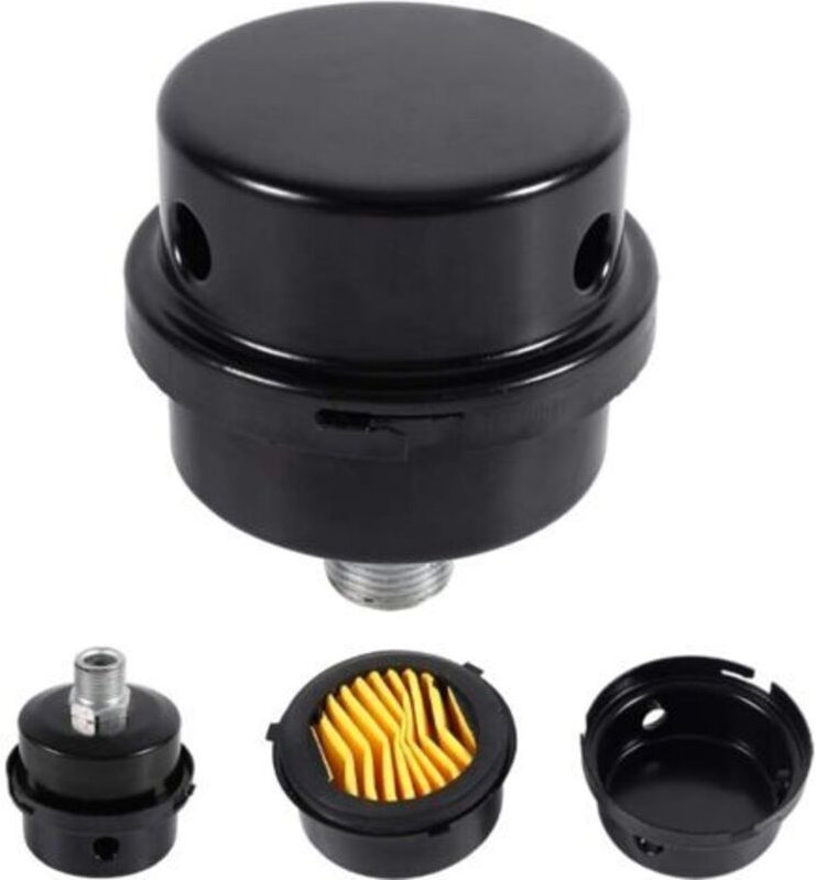 1 Stück 3/8"16MM Luftfilter Schalldämpfer Kompressor Metall Luft für Luftkompressor Kessel Farbe Schwarz