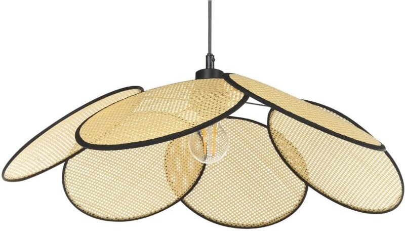 Hängelampe Natur u. Schwarz aus Papiergeflecht Blütenform Blumen Form für Esstisch Esszimmer Wohnzimmer Schlafzimmer