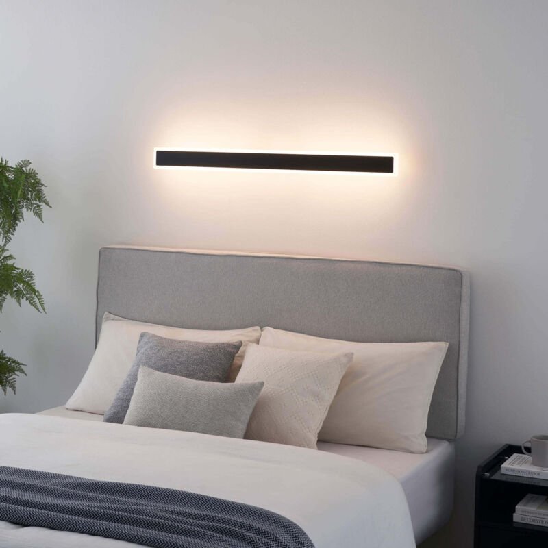 Lange schwarze Aluminium Wandleuchte IP54 103 cm -Mattea