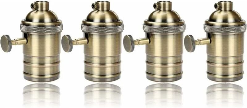 4 pièces Edison Douille Vintage E27 Adaptateur De Lampe avec interrupteur Rétro Vintage Lustre Sans Fil Laiton Antique -...