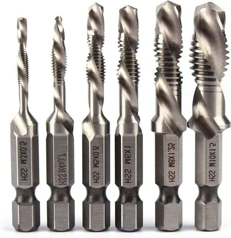 Gewindebohrer-Set, metrisches Gewindebohrer-Set M3 M4 M5 M6 M8 M10 HSS titanbeschichtetes Bohrer- und Gewindebohrer-Set ...