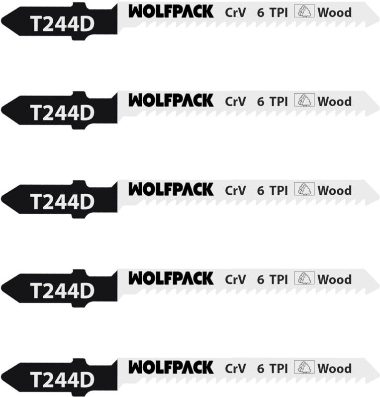 Stichsägeblätter zum Grobschneiden von Holz, 5 Stück. Chrom-Vanadium-Klinge 58. Universal-T-Schaft