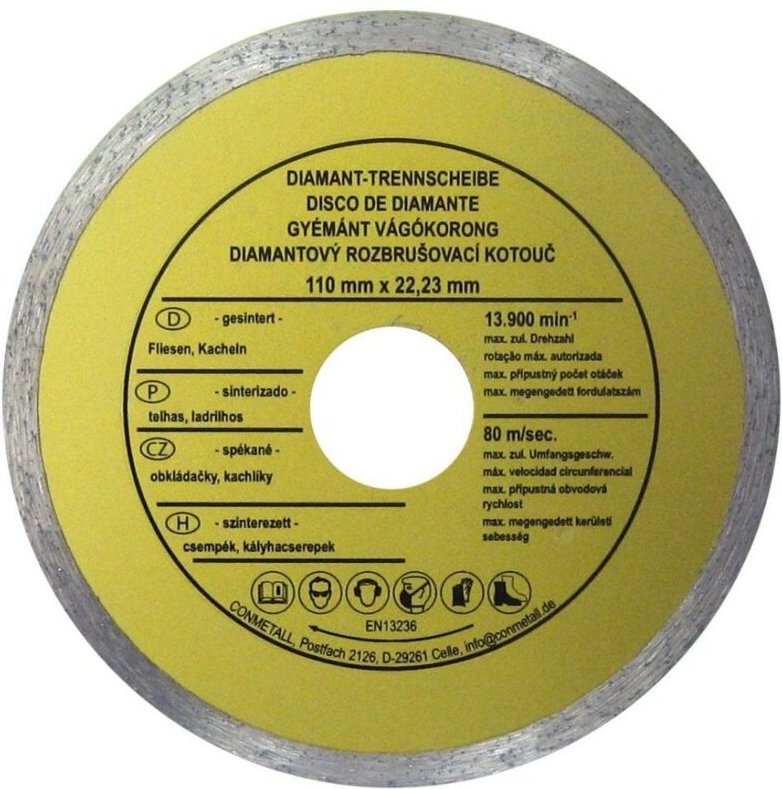 Werkzeyt Trennscheibe 110 x 22,23 mm Diamant für Fliesen für Winkelschleifer