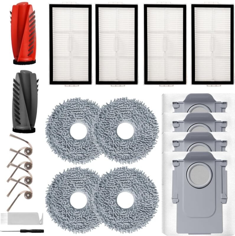 Zubehör für den Roborock Saros 10R Saugroboter: Ersatzteile, 2 Hauptbürsten, 4 Seitenbürsten, 4 HEPA-Filter, 4 Reinigung...