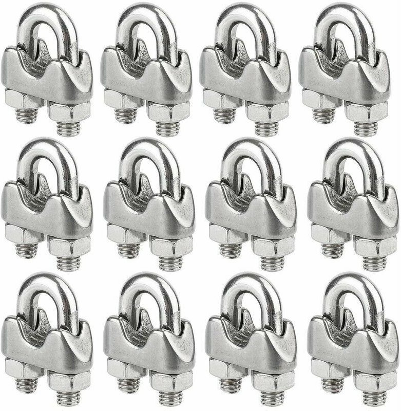 304 Edelstahl U-Bügel-Sattelbefestigung M4 Drahtseilklemme für 4 mm Durchmesser Drahtseil - 12 Stück