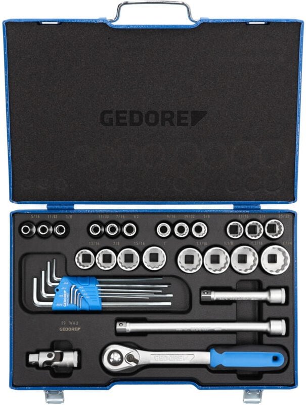Gedore - Steckschlüssel-Satz 1/2' 31-tlg ud 5/16-1.1/4', d 19 WAU-20, 2546027
