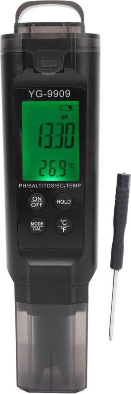 5-in-1 Wassertester, hintergrundbeleuchtetes LCD-Display, digitale Anzeige von pH-Wert, EC-Wert, TDS-Wert und Temperatur...