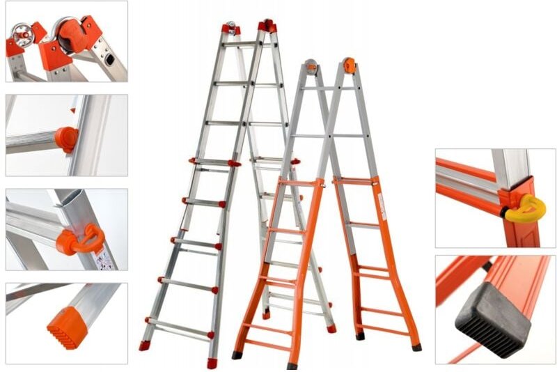 Set mit 4 Füßen Peppina 100 kg Multifunktions-Teleskopleitern aus Stahl Gierre D4003