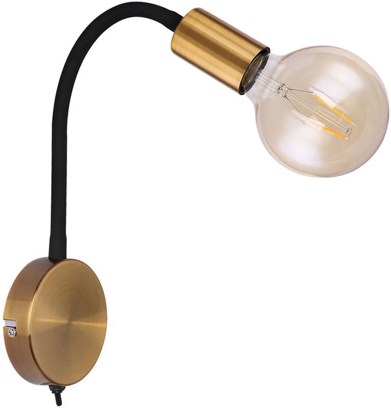 Vintage Wand Lampe Schlaf Gäste Zimmer Leuchte Flexo beweglich gold im Set inkl. led Leuchtmittel