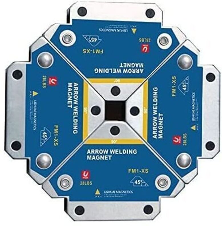 Schweißmagnet, 4 Stück, Haltekraft 13 kg, Schweißständer, quadratischer Magnetpositionierer 45°, 90°, 135°, Mehrwinkel-H...