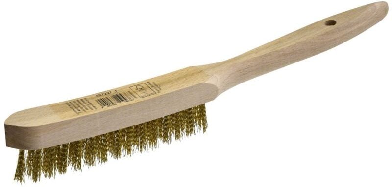 Nespoli - Drahtbürste 2-reihig gerade Messing 28,5 x 2,2 cm -Griff Drahtbürste