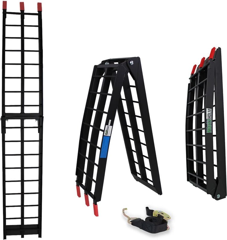 Thumbnail - Baumarktplus - trutzholm 1 x Auffahrrampe klappbar 180 cm Traglast 340 kg Alu schwarz Riffelstab Verladerampe