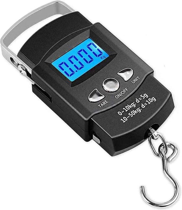 Elektronische Gepäckwaage, LCD, digital, tragbar, elektronische Angelwaage, digitale Kofferwaage, Reisewaage (maximal: 5...