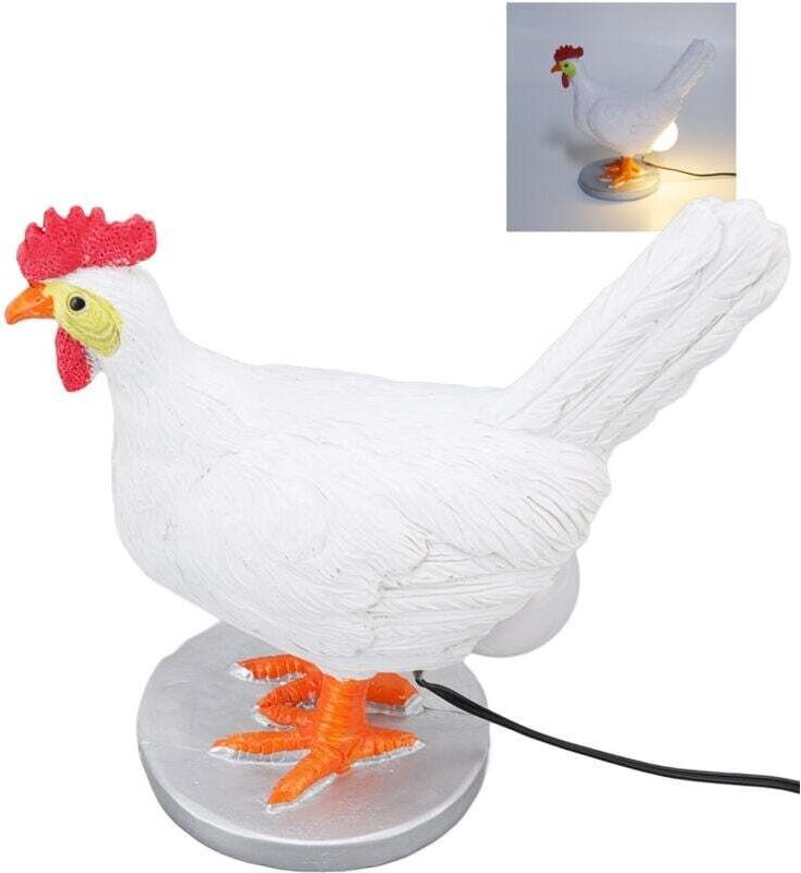Hühnereiförmige Lampe, 3D-Hahn-LED-Nachtlicht, realistische Harz-Tischlampe, leuchtende Osterei-Lampe, dekorative Schrei...