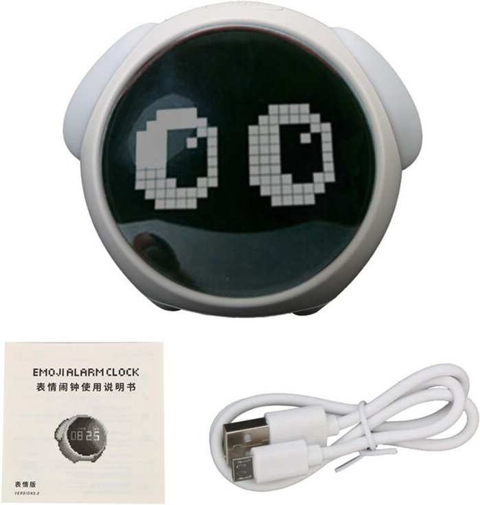 Tlily - Für Zuhause Digitales LED-Nachtlicht Sprachgesteuertes Licht Multifunktionaler Kinderwecker Niedlicher Ausdruck ...