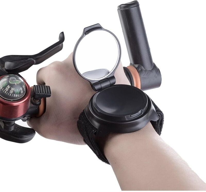Fahrradspiegel, Fahrradrückspiegel, verstellbarer, um 360 ° drehbarer Fahrradspiegel, Handgelenkschützer, Armbänder, Rüc...