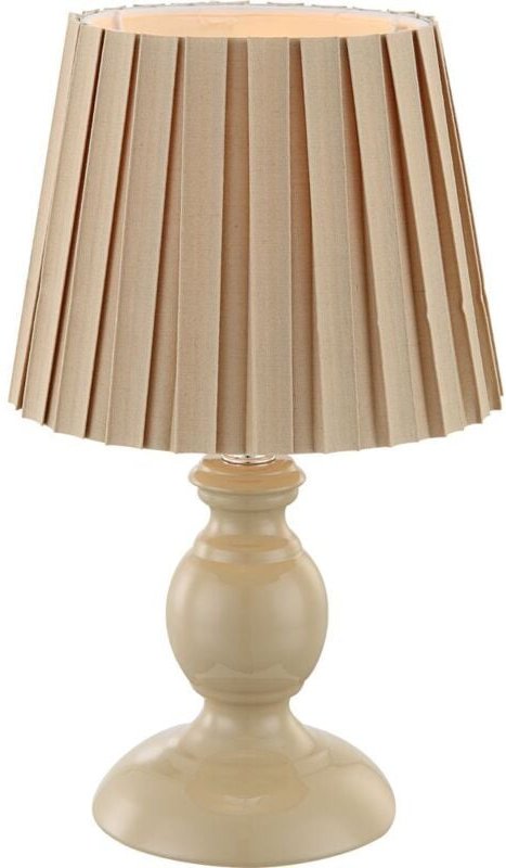 Schreib Tisch Lampe Leuchte Metall Sandfärbig Stoffschirm Schlaf Zimmer Büro