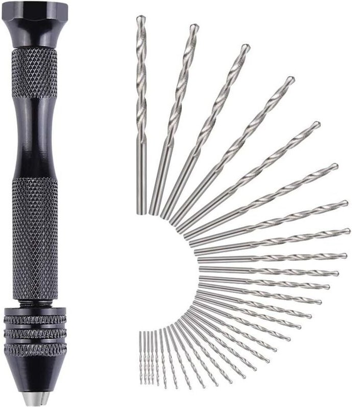 31-teilige Handbohrmaschine, Spiralbohrer, Mini-Präzisions-Handbohrmaschine, Aluminium, Schnellspannbohrfutter, 30 Spira...