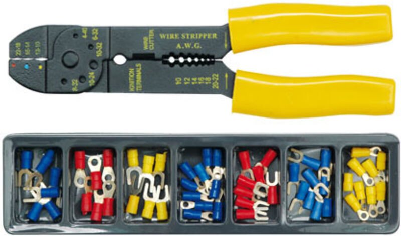 Stecker-Crimpzange + Stecker In Einer Kassette