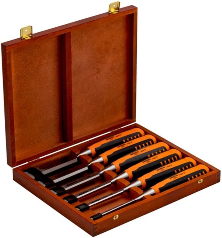 Bahco - Stechbeitel-Satz in Holzbox 6-tlg, 6,10,12,18,25,32 mm