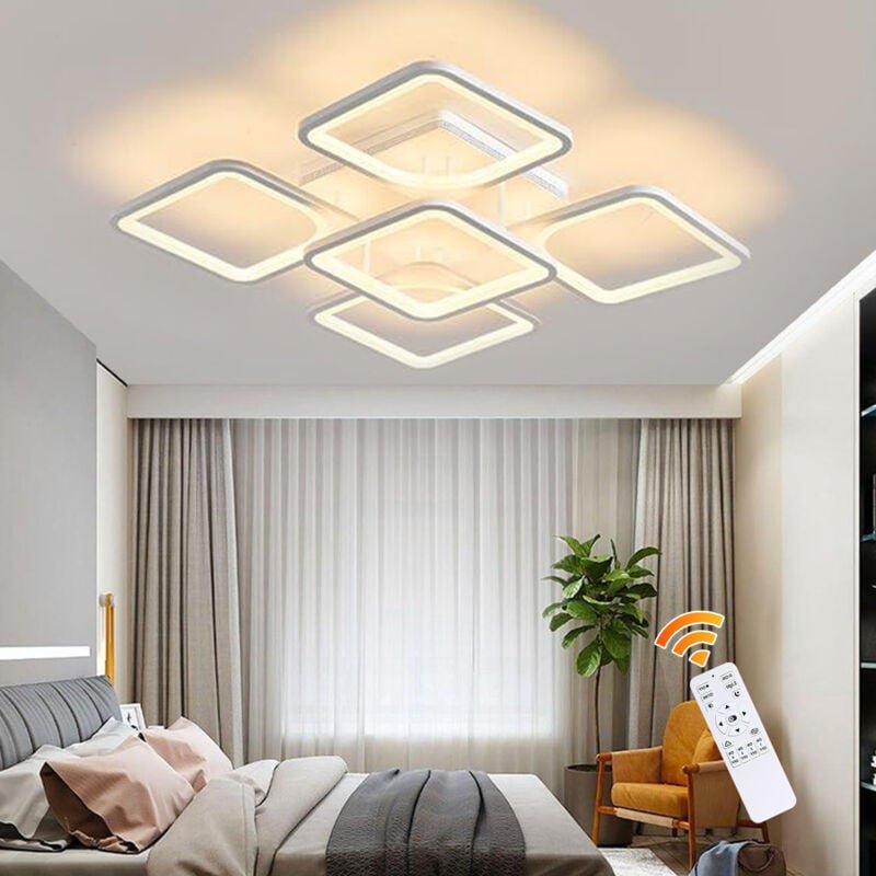 Thumbnail - Led Deckenleuchten Acryl dimmbare moderne Beleuchtung mit Fernbedienung Vontrol 70 w Halbbündige Lampe 5 Quadrate - Gane...