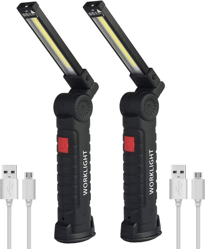 Memkey - 2 x Cob-Arbeitsleuchte, wiederaufladbar, LED-Handlampe, Cob-Werkstattlampe, Taschenlampe, LED-Handarbeitsleucht...