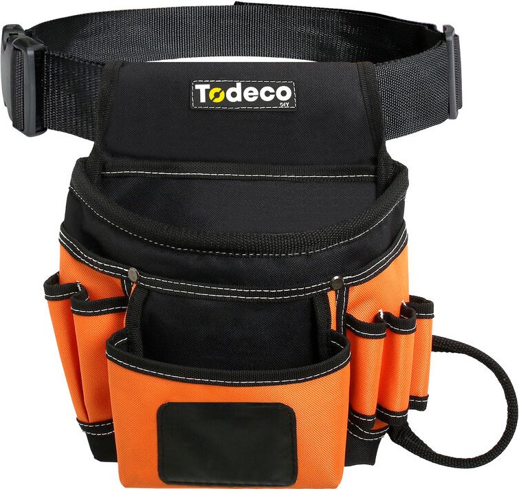 Werkzeuggürtel Herren, Werkzeugtasche mit verstellbarem Gürtel, Gürteltasche mit Magnet für Handwerker Tischler - Schwar...
