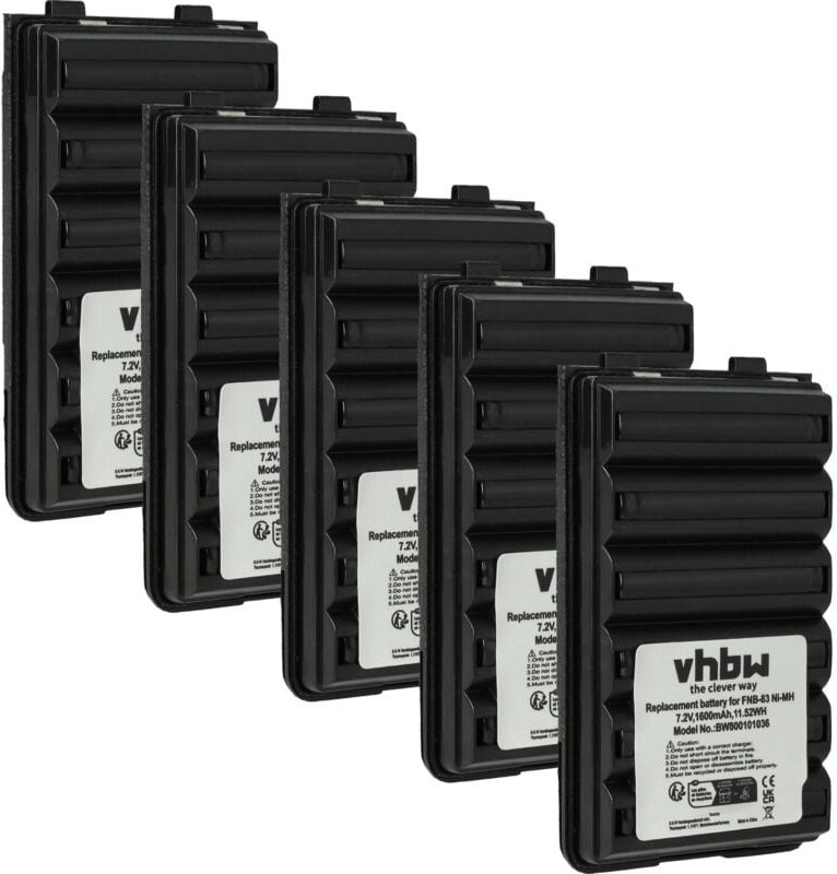 Thumbnail - vhbw 5x Akku kompatibel mit Yaesu Vertex VX-800V, VXA120, VXA-120, VXA-120 Pro II, VX-A120 Funkgerät, Walkie Talkie (160...