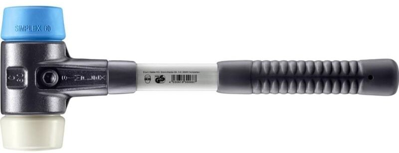 SIMPLEX-Schonhammer, TPE-soft / Nylon mit verstärktem Tempergussgehäuse und Fiberglasstiel D=60 mm 3718.060