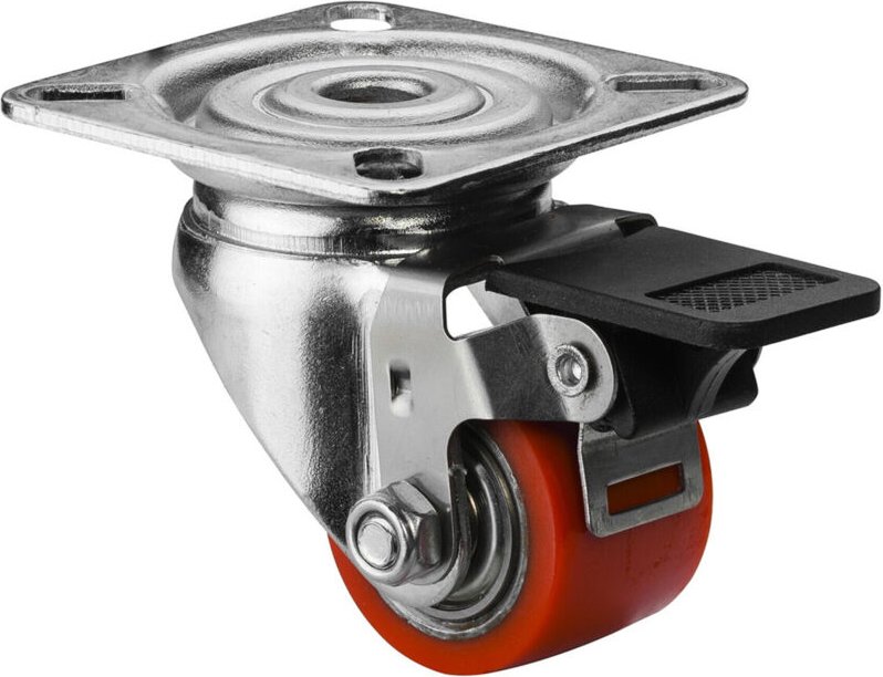 Lenkrolle mit Feststeller Rad-Ø 35 mm Tragfähigkeit 100 kg mit Anschraubplatte kompakt Polyurethan
