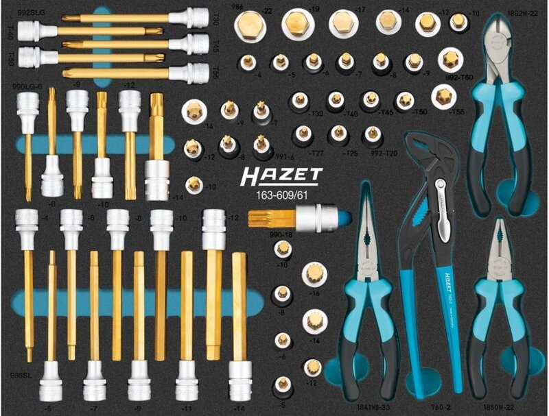 Schraubendreher-Steckschlüsseleinsatz Satz, 61-tlg., 4 - 22, M5 - M18, T20 - T60 - Hazet