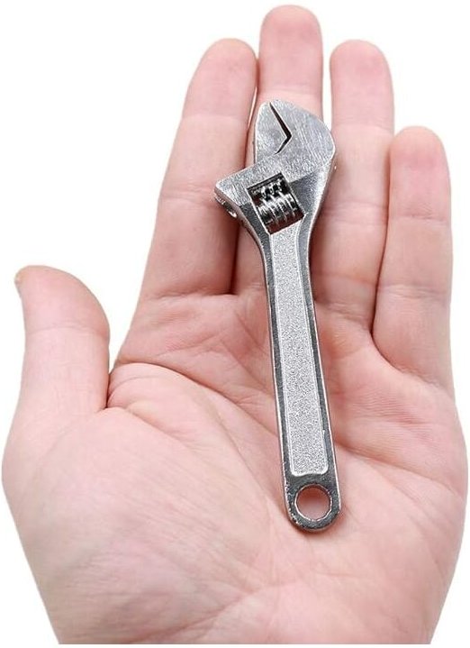 Thumbnail - Silberner 4-Zoll-Mini-Schraubenschlüssel aus verstellbarem Stahl für Industrie- und Autoreparaturen