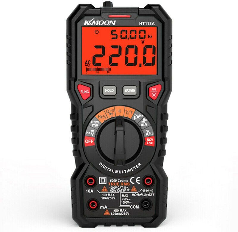 Digitalmultimeter, TRMS 6000 Counts (LED-Anschlussführung), Amperemeter, professioneller elektrischer Tester, Temperatur...